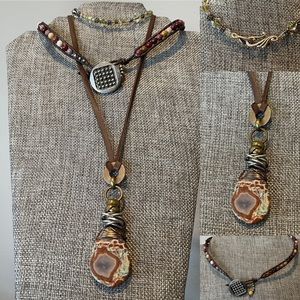 Bundle of 3 | Genuine Stone Necklaces + Glass Bead Bracelet